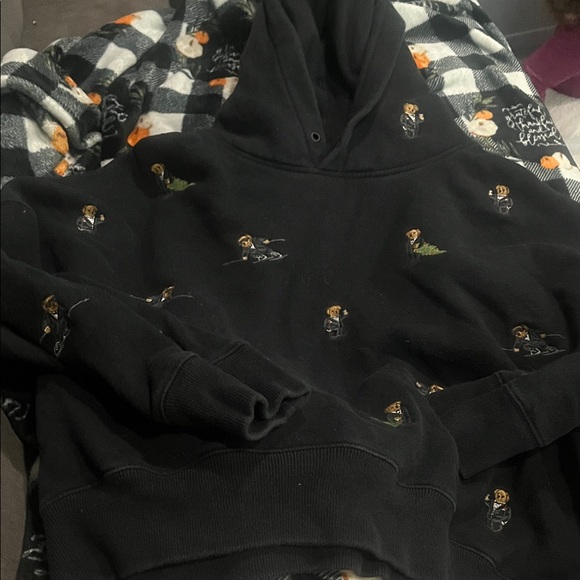 B54 Polo by Ralph Lauren Women’s Lg Cropped Hoodie w/ X-Mas Bears - Picture 1 of 3